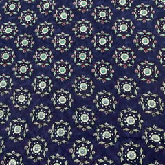 Navy Blue Colour Rayon Printed Fabric