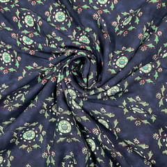 Navy Blue Colour Rayon Printed Fabric