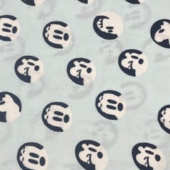 Light Blue Colour Cotton Satin Printed Fabric