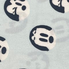 Light Blue Colour Cotton Satin Printed Fabric