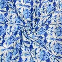 Blue Colour Crepe Printed Fabric