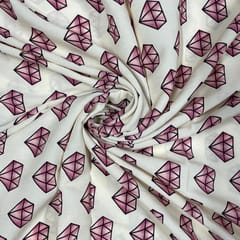 Off White Colour Rayon Printed Fabric