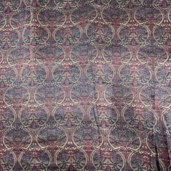 Dark Brown Colour Semi Chanderi Printed Fabric