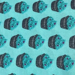 Blue Colour Rayon Printed Fabric