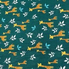 Green Colour Rayon Printed Fabric
