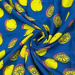 Blue Colour Rayon Printed Fabric