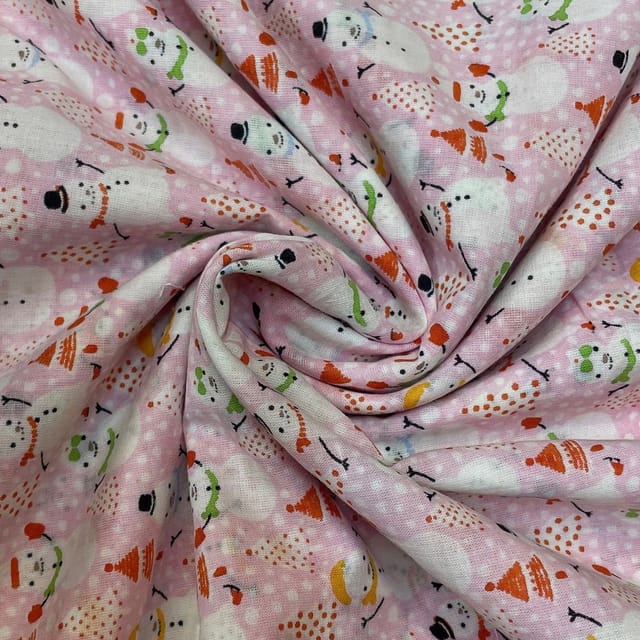 Light Pink Colour Cotton Voil Printed Fabric