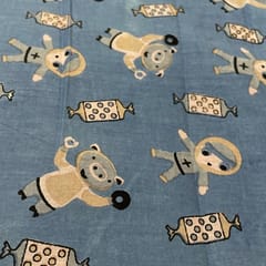 Blue Colour Cotton Cambric Printed Fabric