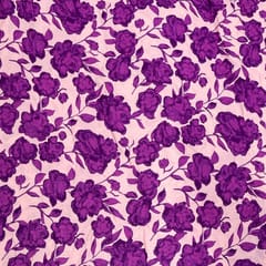 Peach Colour Rayon Printed Fabric