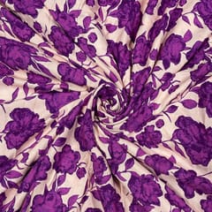 Peach Colour Rayon Printed Fabric