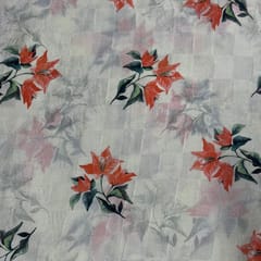 Green Colour Pure Silk Checknet Printed Fabric