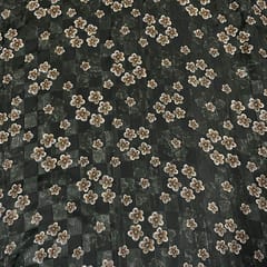 Dark Green Colour Pure Silk Checknet Printed Fabric