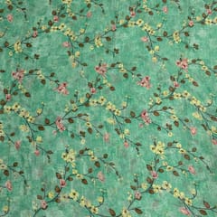 Pista Green Colour Pure Silk Checknet Printed Fabric