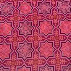 Pink Colour Pure Matka Silk Printed Fabric