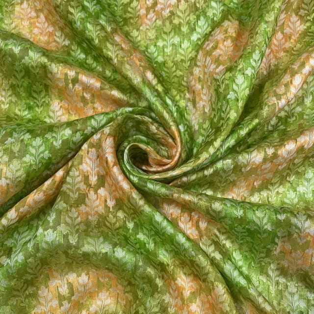 Yellow Colour Pure Chanderi Silk Self Printed Fabric