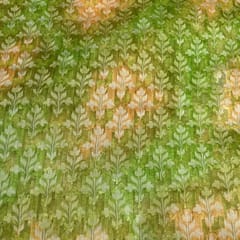 Yellow Colour Pure Chanderi Silk Self Printed Fabric