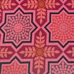Pink Colour Pure Matka Silk Printed Fabric