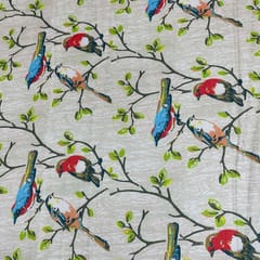 Fawn Colour Crepe Printed Fabric