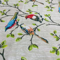 Fawn Colour Crepe Printed Fabric