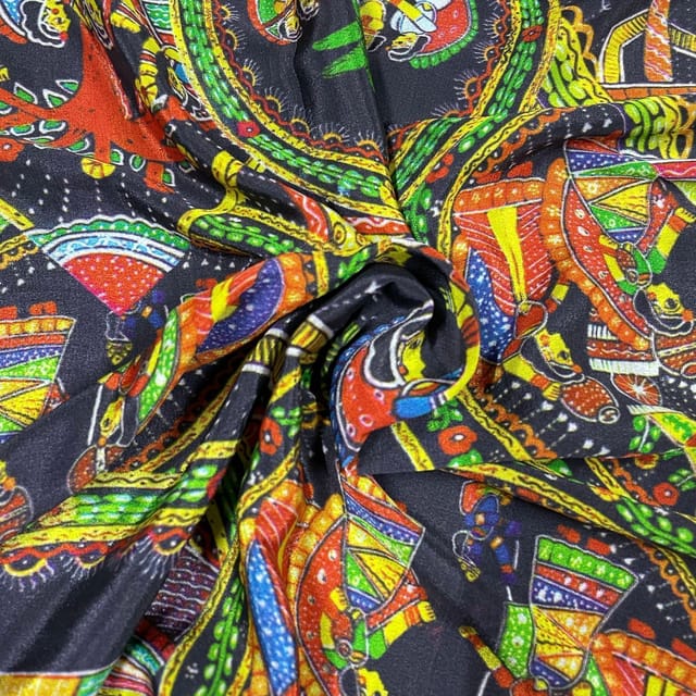 Multi Colour Crepe Printed Fabric