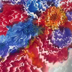 Sky Blue Colour Crepe Printed Fabric