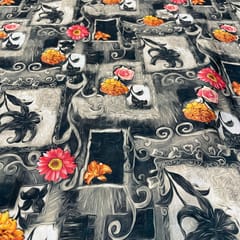 Black Colour Crepe Printed Fabric
