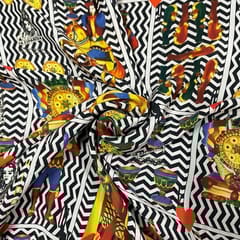 Multi Colour Crepe Printed Fabric