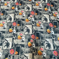 Black Colour Crepe Printed Fabric