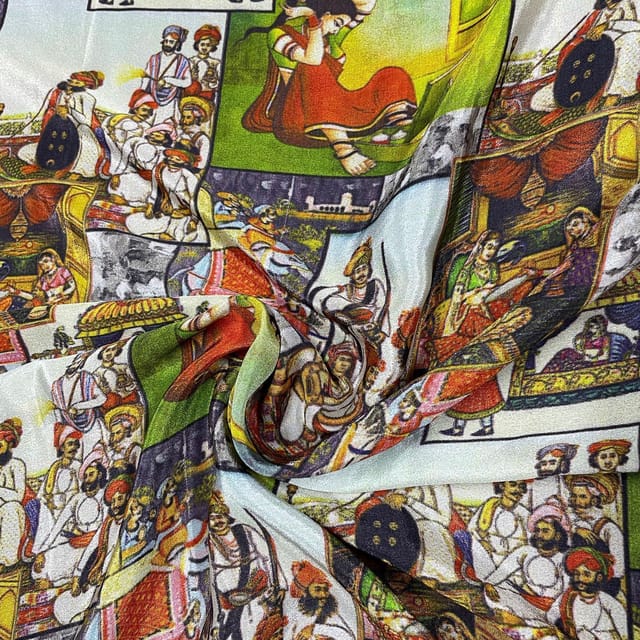 Multi Colour Crepe Printed Fabric