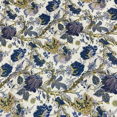 White Colour Crepe Printed Fabric