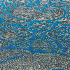 Blue Colour Pure Brocade Fabric