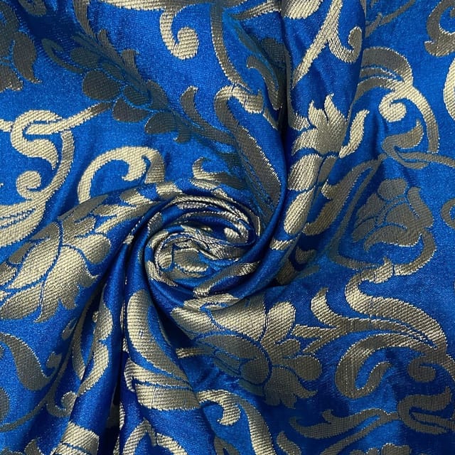 Blue Colour Pure Brocade Fabric