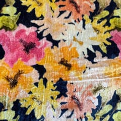 Navy Blue Colour Shimmer Velvet Printed Fabric