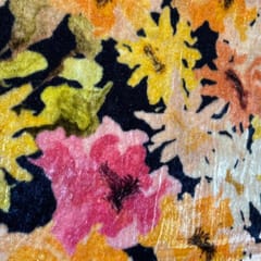 Navy Blue Colour Shimmer Velvet Printed Fabric