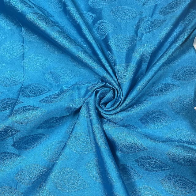 Blue Colour Pure Tanschui Silk Fabric