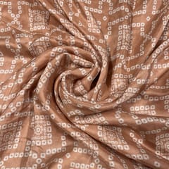 Peach Colour Pure Habutai Silk Printed Fabric