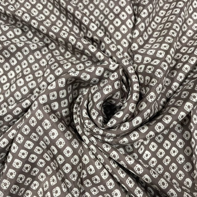 Light Brown Colour Pure Habutai Silk Printed Fabric