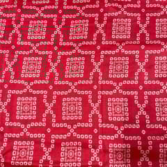 Red Colour Pure Habutai Silk Printed Fabric