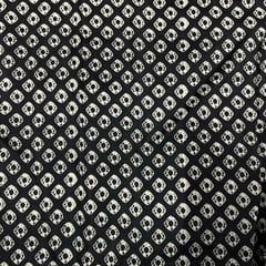 Black Colour Pure Habutai Silk Printed Fabric