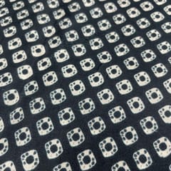 Black Colour Pure Habutai Silk Printed Fabric
