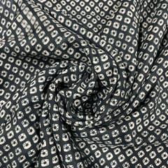 Black Colour Pure Habutai Silk Printed Fabric