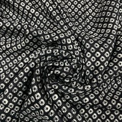 Black Colour Pure Habutai Silk Printed Fabric