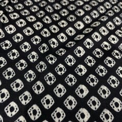 Black Colour Pure Habutai Silk Printed Fabric