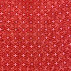 Orange Colour Cotton Silk Printed Fabric