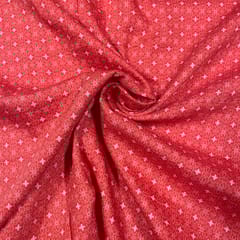 Orange Colour Cotton Silk Printed Fabric