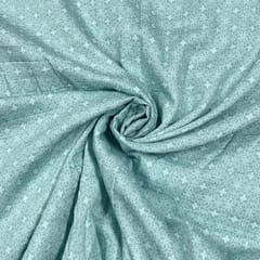 Blue Colour Cotton Silk Printed Fabric