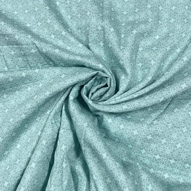 Blue Colour Cotton Silk Printed Fabric