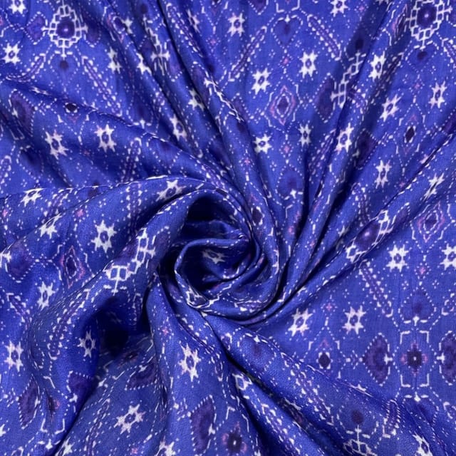 Purple Colour Cotton Silk Printed Fabric