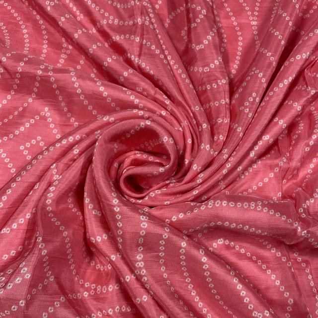 Pink Colour Pure Silk Printed Fabric