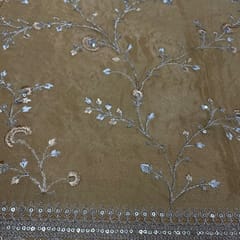 Mustard Colour Chiffon Embroidered Fabric